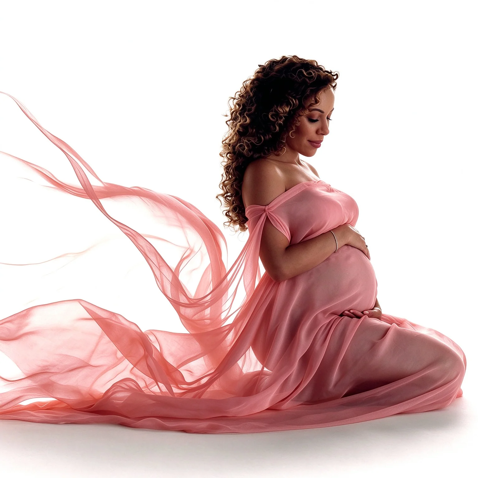 Soft Sheer Flowing Chiffon Fabric Maternity Photoshoot Dress Simple Modeling Fabric Maternity Photography Backdrop Styling Prop