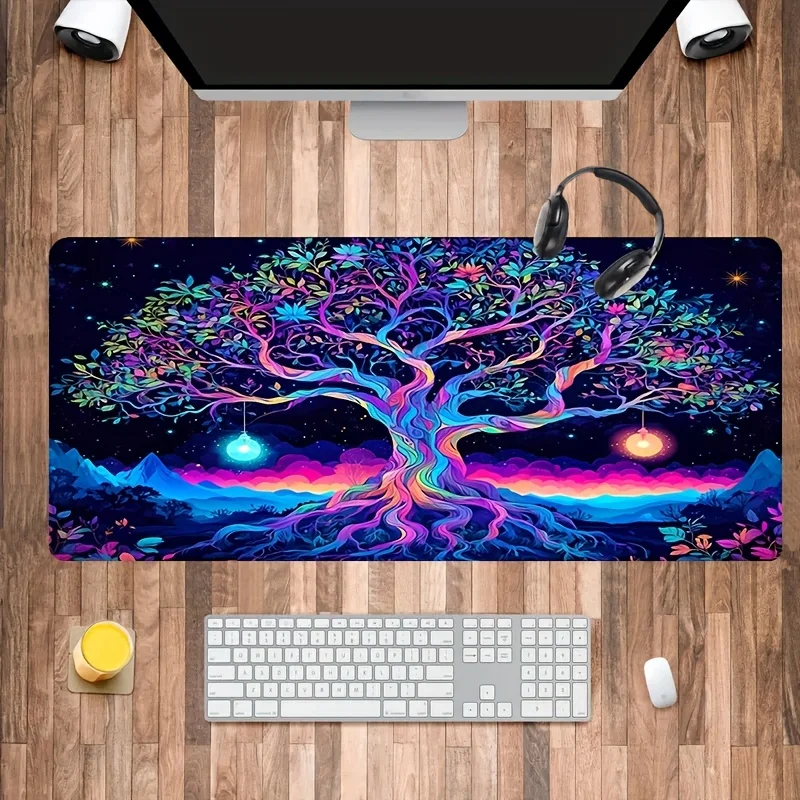 

Large Gaming E-sports Computer Fluorescent Mouse Pad Colorful Tree of Life Desktop Pad Non-Slip Mouse Pad Washable Rubber Setup