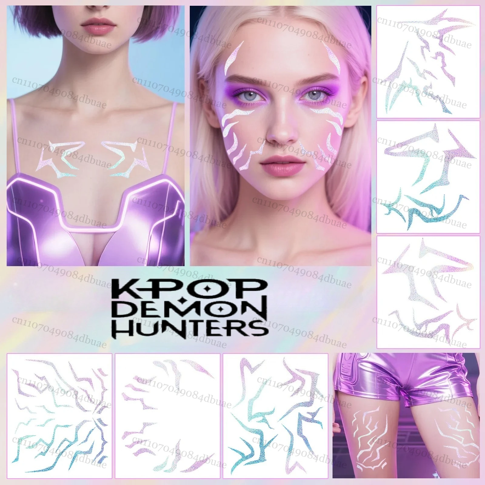 KPOP شيطان هنتر الوشم ملصق رومي تأثيري الوشم ملصق الدعامة شيطان هنتر رومي زوي ميرا تأثيري التبعي