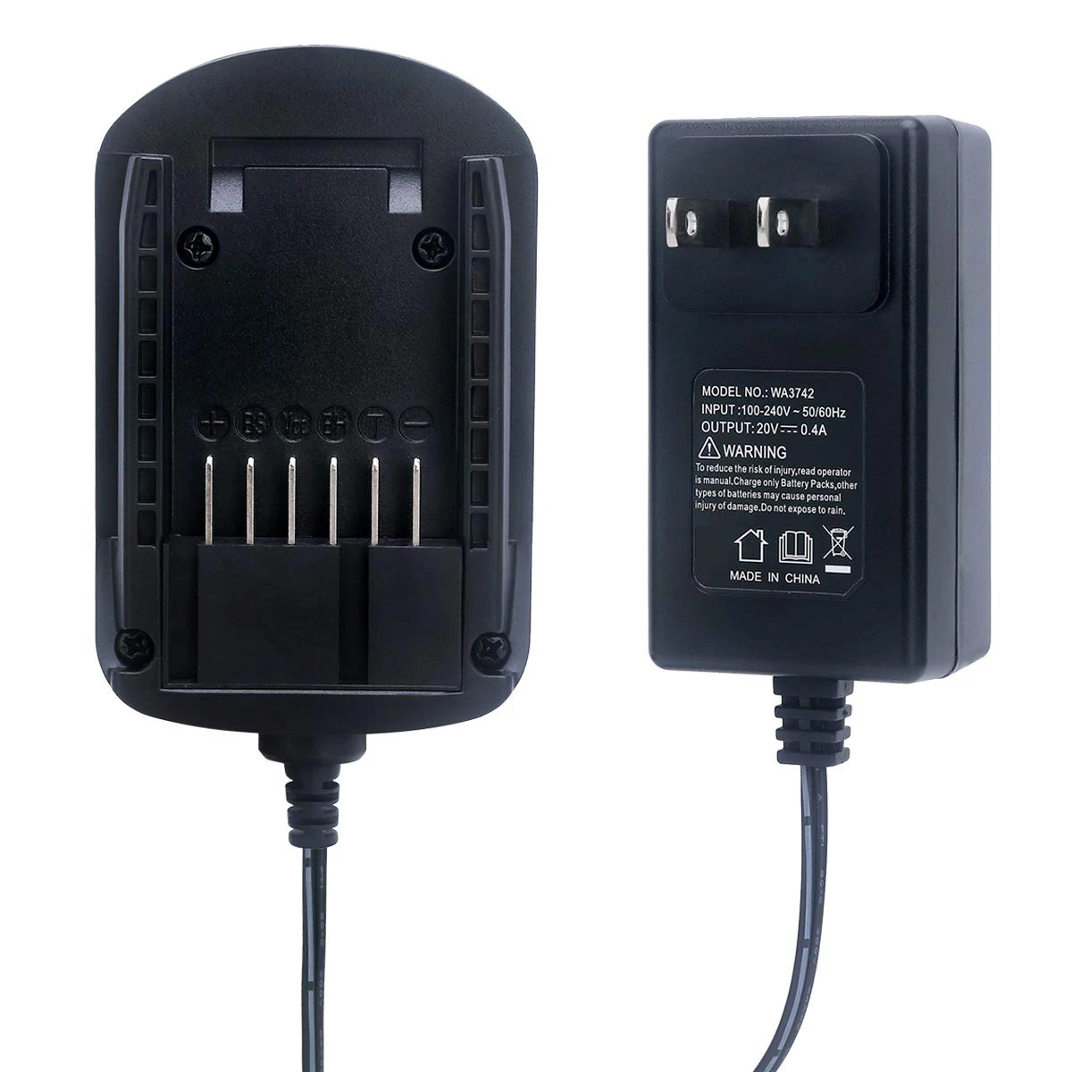 699~FlashUS Plug WA3742 WA3732 20V Lithium Charger Compatible with 18V/20V PowerShare Battery WA3525 WA3520 WA3512 WA3512.1
