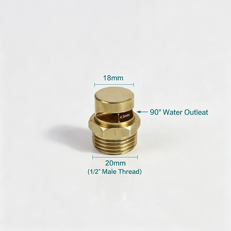 Brass 170 Degree Wide-Angle Water Sprayer Nozzle Right Angle Garden Flower Sprinkler Clean Cool Humidify 1/2'' BSPT Male Thread