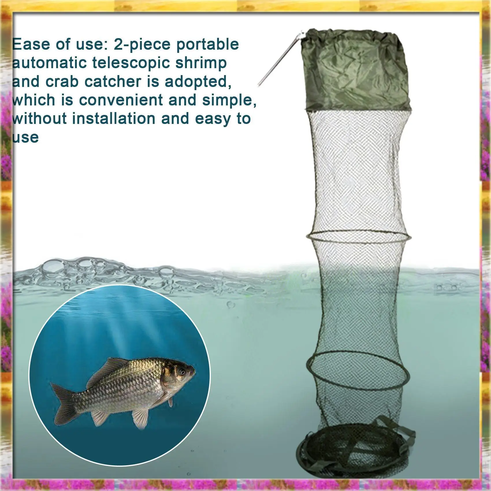 Panier de pêche pliable 5 couches économique, idéal pour garder les poissons vivants dans l'eau