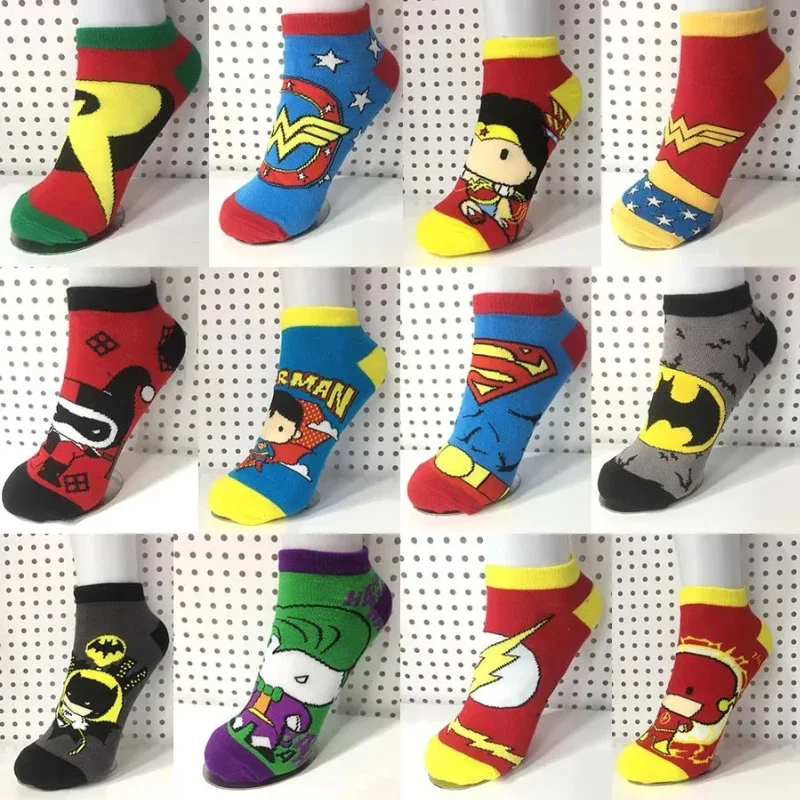 Calcetines deportivos de algodón para adultos, medias de Batman, Superman, el Joker, Harley Quinn, Flash, Wonder Woman, 1 unidad = 1 par