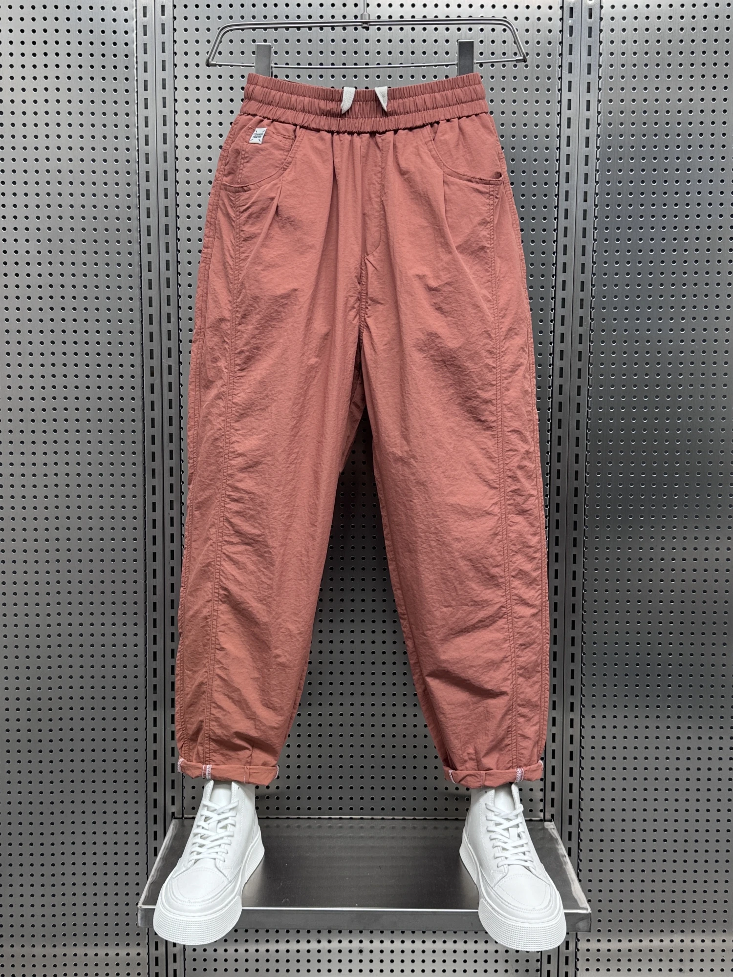 

Мужские спортивные брюки Qui Dry, летние, прямые, свободного кроя, длиной 7/8, однотонные, в стиле харемы, повседневные, для отдыха