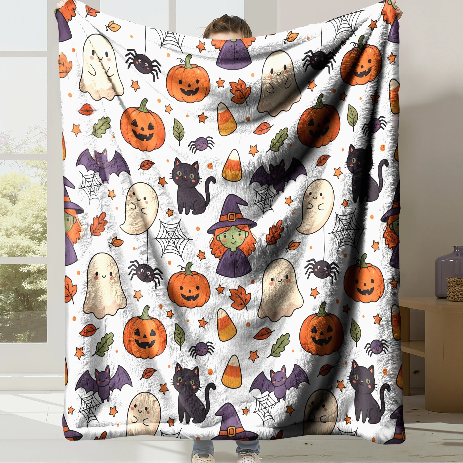 Soft Flannel Fleece Helloween Blanket Digital Print Super Warm Cozy Throw Blanket for Bed Couch Sofa Home Decor Gift,Style 13