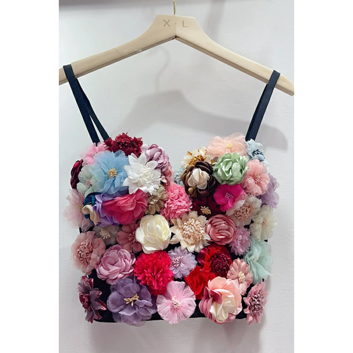 Chic 3D Flowers Camisoles High Waist Floral Vest Camis Elastic Wrapped Chest Underneath Corset Dance Performance Tank Tops