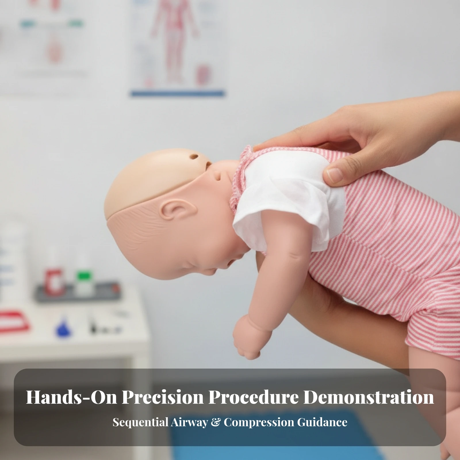 Baby Airway Obstruction Training Manikin Easy to Disassemble Heimlich Training Manikin Infant Cardiopulmonary Resuscitation