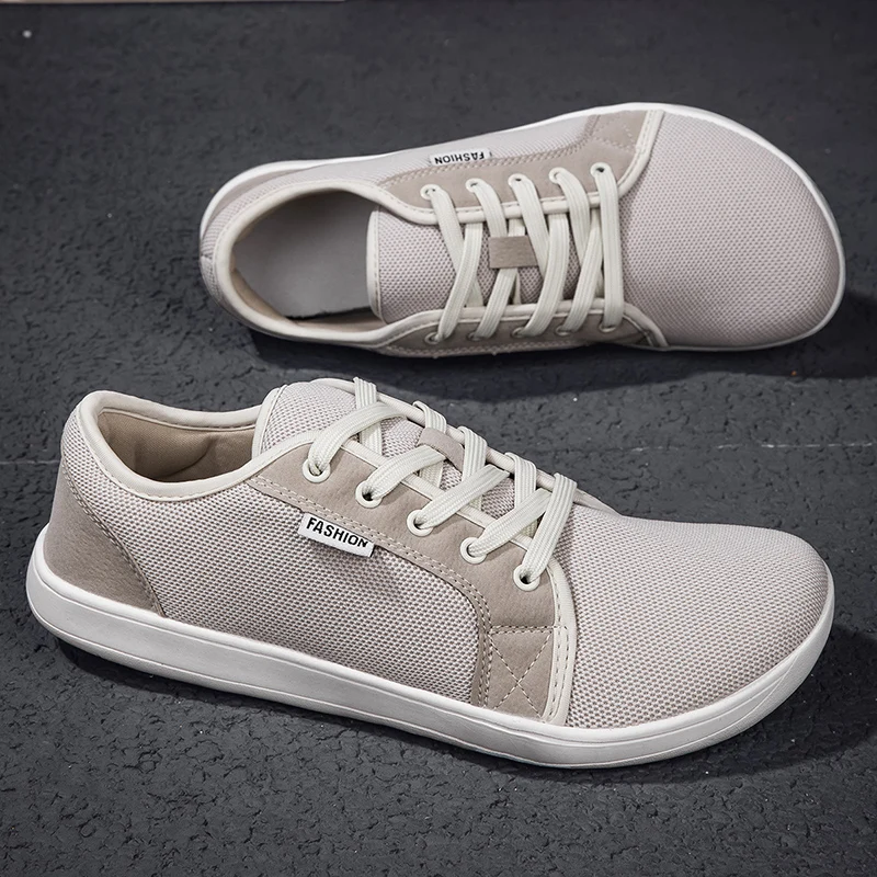 Wide Toe Barefoot Business Shoes Women Men Sneakers Outdoor Walking Shoes Mesh Lace Up Low Top Non-leather Casual Shoes EU 37-47