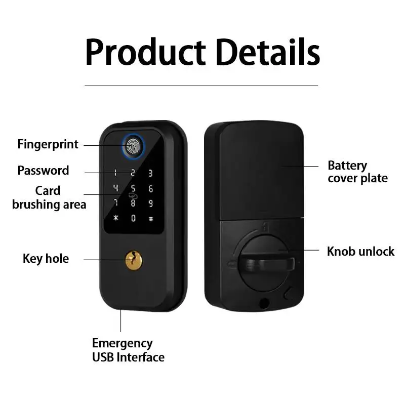 TTlock Bluetooth Smart Deadbolt Lock Fingerprint Keyless Entry Door Lock Digital Code Electronic Lock With APP Remote Control