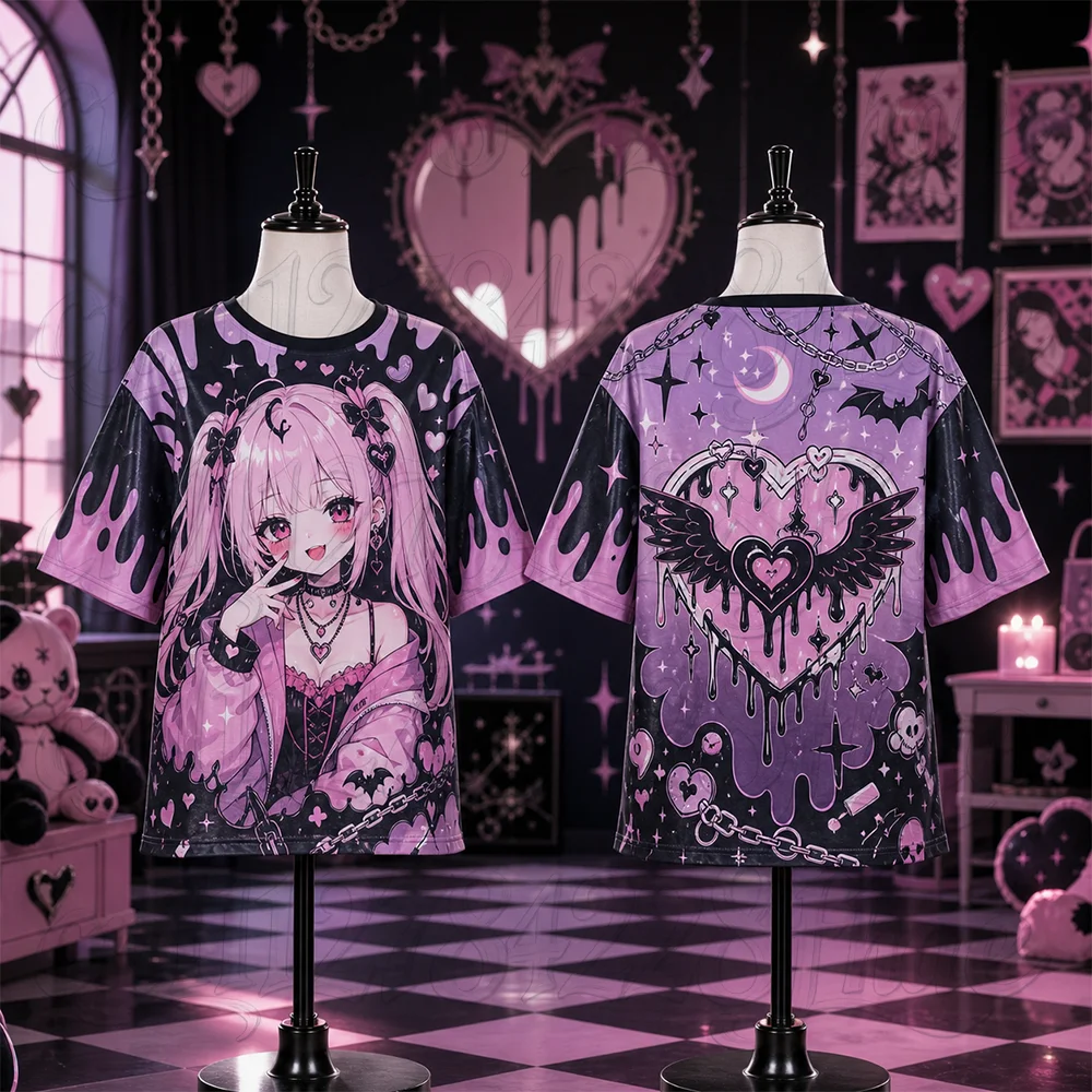 Unisex Japanisches Anime 3D-Druck T-Shirt Atmungsaktiv Schnelltrocknend Lässig Modisch Eltern-Kind-Partnerlook Niedliches Design – Detail 4