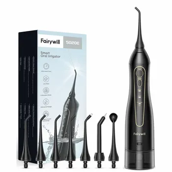 Fairywill Water Flossers Oral Irrigator Rechargeable Portable Dental 3 Modes Water Tank 300ML Waterproof Teeth Cleaner