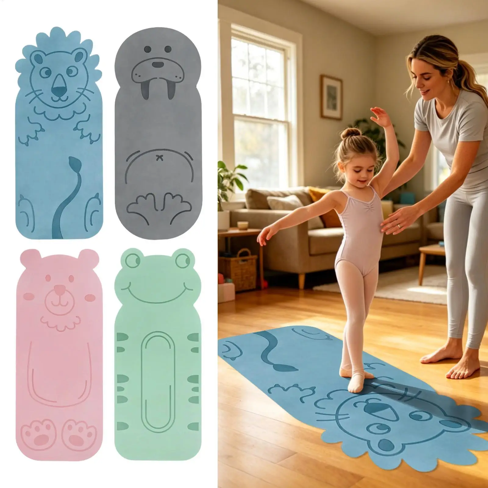 Esterilla de Yoga Antideslizante para Niños, Esterilla de Ejercicio Insonorizada, Esterilla de Yoga Infantil con Dibujos Animados, Esterilla de Pilates, Esterilla de Ballet