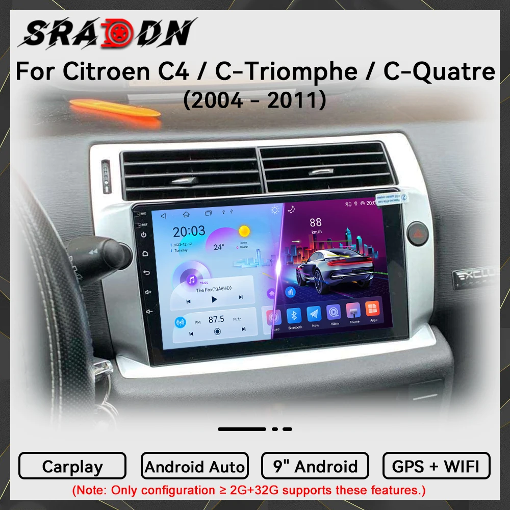 ParaCitroen C4 C-Triomphe C-Quatre 2004 2005 2006 2007 2008 2009 2010 2011 Rádio automotivo Android multimídia reprodutor de vídeo Navegação GPS Tela sensível ao toque Sistemas inteligentes estéreo automáticos