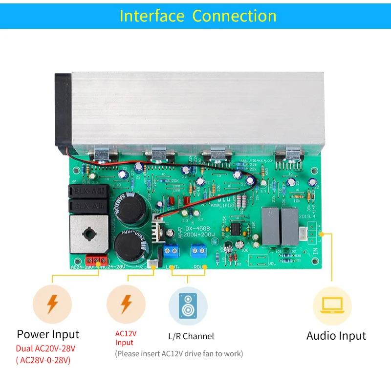 UNISIAN 200W+200W TDA7294 Higt Power Amplifier Board 2.0 Channels Class-AB Audio Amplifiers with Fan