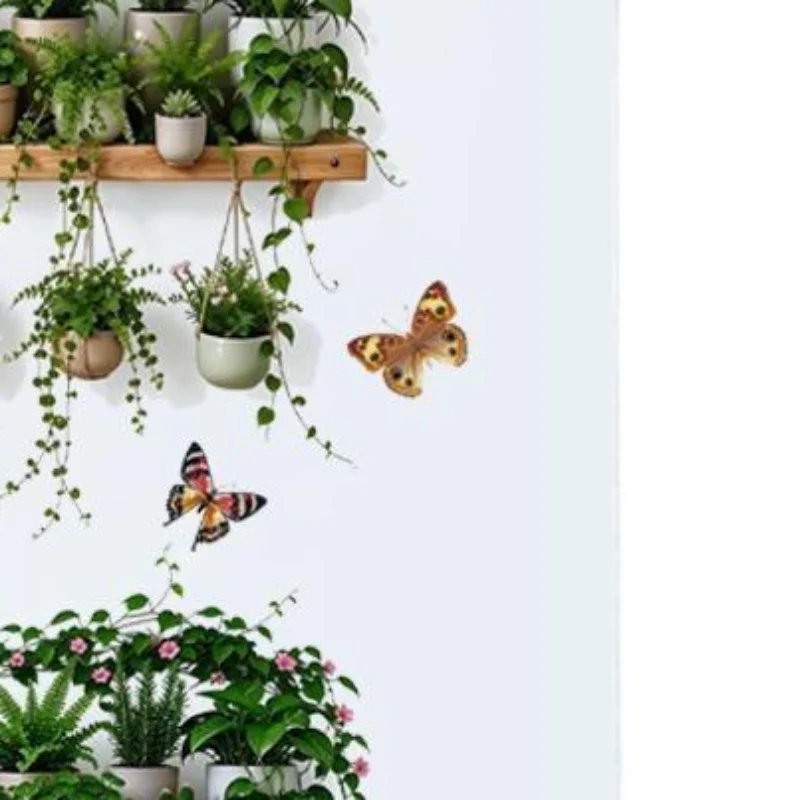 Green Potted Hanging Plant Wall Decals Eco-Friendly Self-Adhesive Removable Decor for School Classroom Wall Decoration