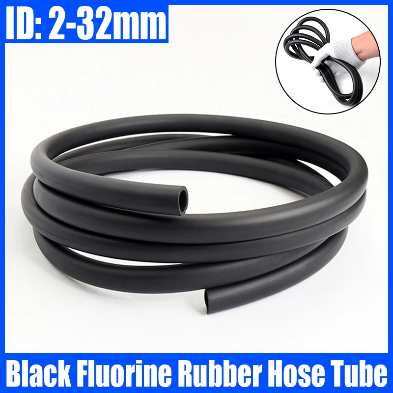 1 Meter Black Fluorine Rubber Hose ID 2-32mm FKM Tube Fluororubber Tubing Pipe Acid-base Heat Oil Resistant Fluororubber Tube