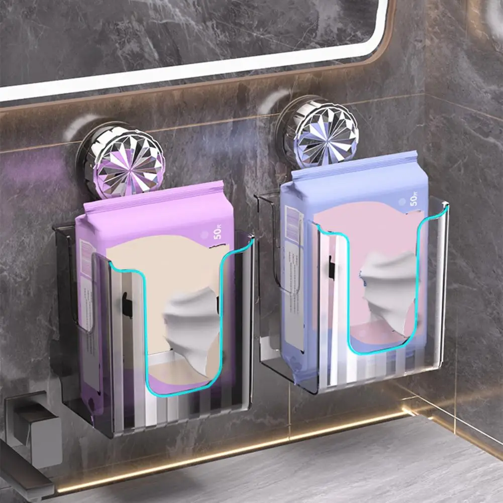 Hanging Tissue Container Transparent Suction Cup Wall Mount Wipes Storage Box Strong Load-bearing Bathroom Dispenser Container