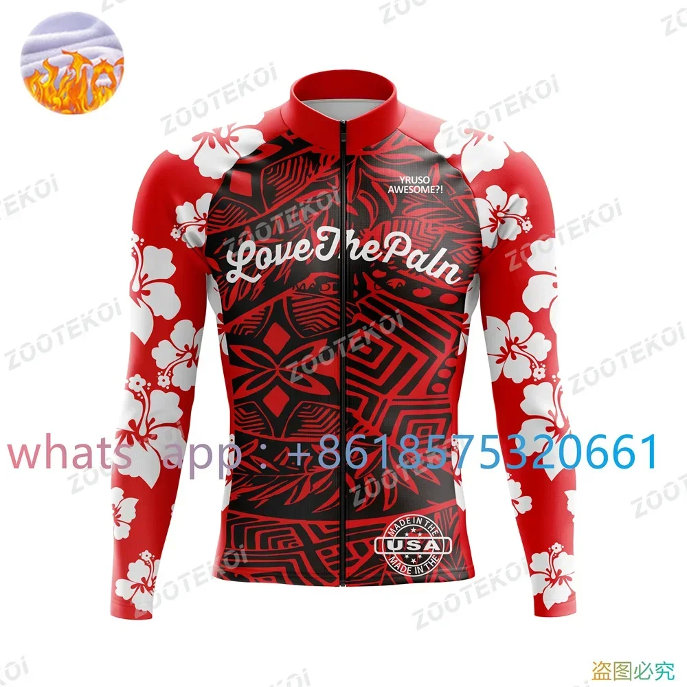 

Usa Love The Pain Mens Winter Jackets Maillot Bicycle Cycling Windproof Warm Ciclismo Hombre Jacket Warmcoat Long Bike Clothing