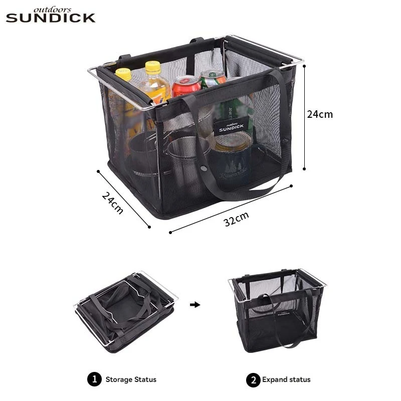 SUNDICK Outdoor Camping Tote/Picnic Bag Compatible with IGT Units Large Capacity Ventilated Mesh Basket