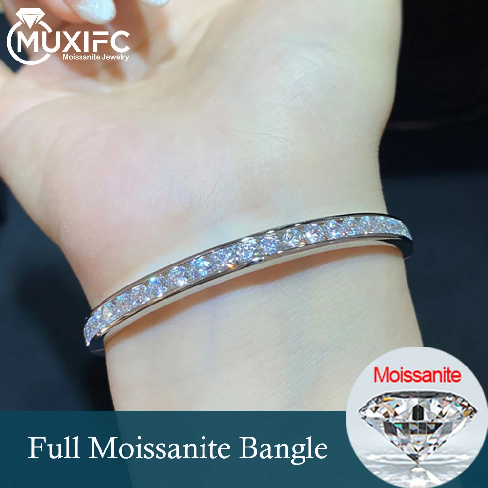 2.5mm All Moissanite Bangles GRA Certified Lab Diamond Bracelet for Women Men 925 Sterling Silver Plated 18k Gold Fine Jewelry