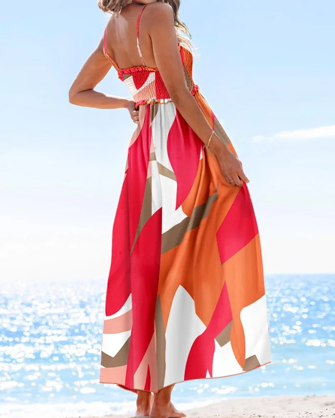 Kadın Spagetti Askılı Maxi Elb - Boho Summer Beach Maxi Dress incelemesi ve fiyatı