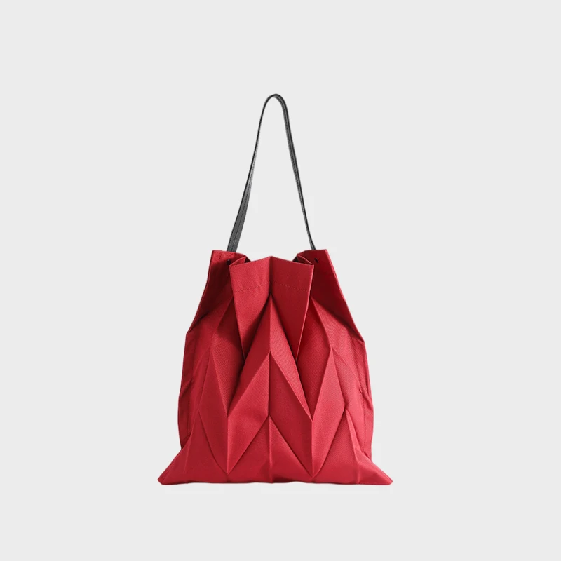 Miyake Pleated Authentic Geometric Ringer Unique Design Solid Color Shopping Bag Handbag for Woman 2023 Drawstring Bags