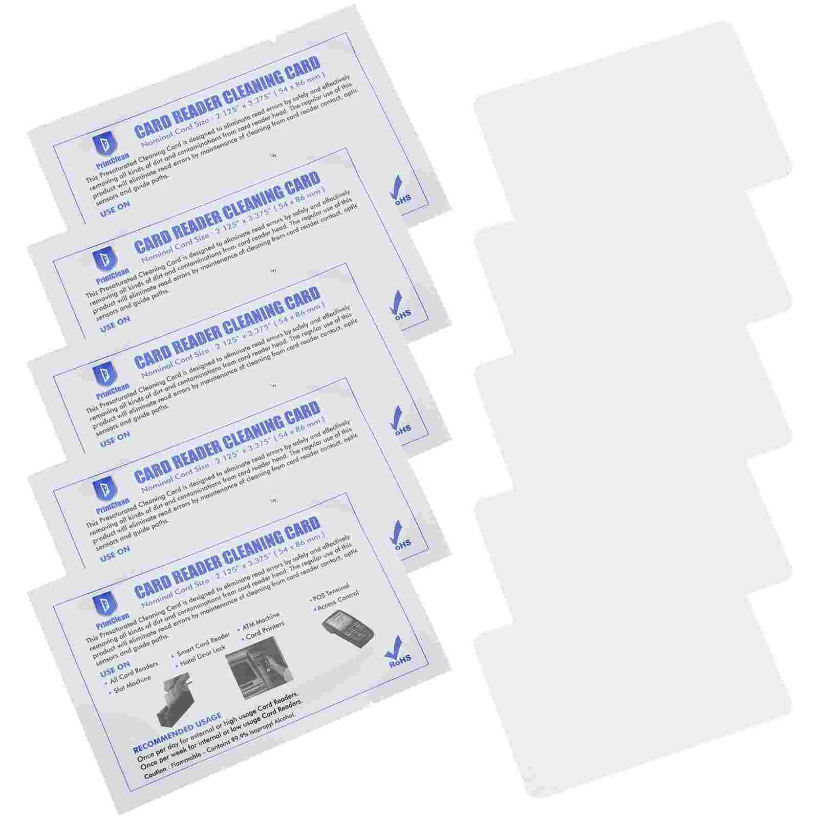 O Terminal Cleanser Ferramenta de Limpeza para Impressora, Pos Cleaner Tools, Card Reader, Cartões Reutilizáveis, PVC Cabeça Magnética, 10 Pcs