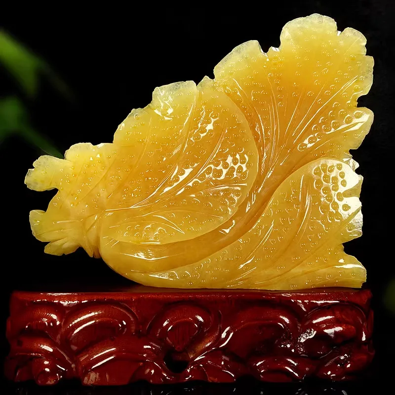 Natural Yellow Jade Jade Cabbage Decoration Living Room Office Opening Gifts Collecting Blessings Enrichment Attract Jade Decora