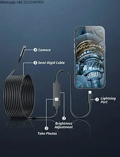 Endoscope  1080P HD Borescope Tools With 8 Adjustable LED Lights Endoscope With 1m Snake  Tube for Ios Android