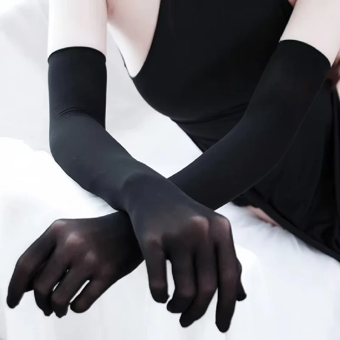 Solid Nylon Ultra-thin Seamless Sexy High Elasticity Tight Stocking Gloves Long Sunscreen Women Dance Party Night Club Cosplay