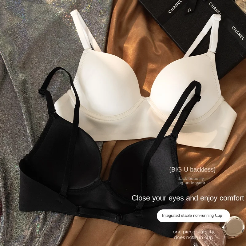 Biancheria intima senza cuciture di un pezzo i seni piccoli femminili raccolgono la schiena di bellezza Sexy senza reggiseno Push-Up con anello in acciaio comodo reggiseno sottile