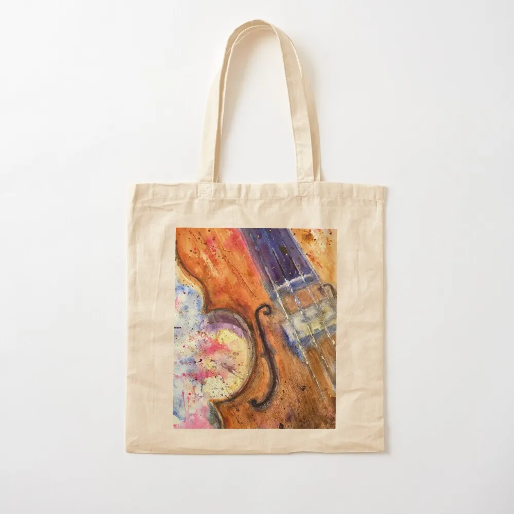 

Euphoric Strings: Watercolour Painting of a Violin Tote Bag eco bag folding Women's bag cloth woman Canvas Tote