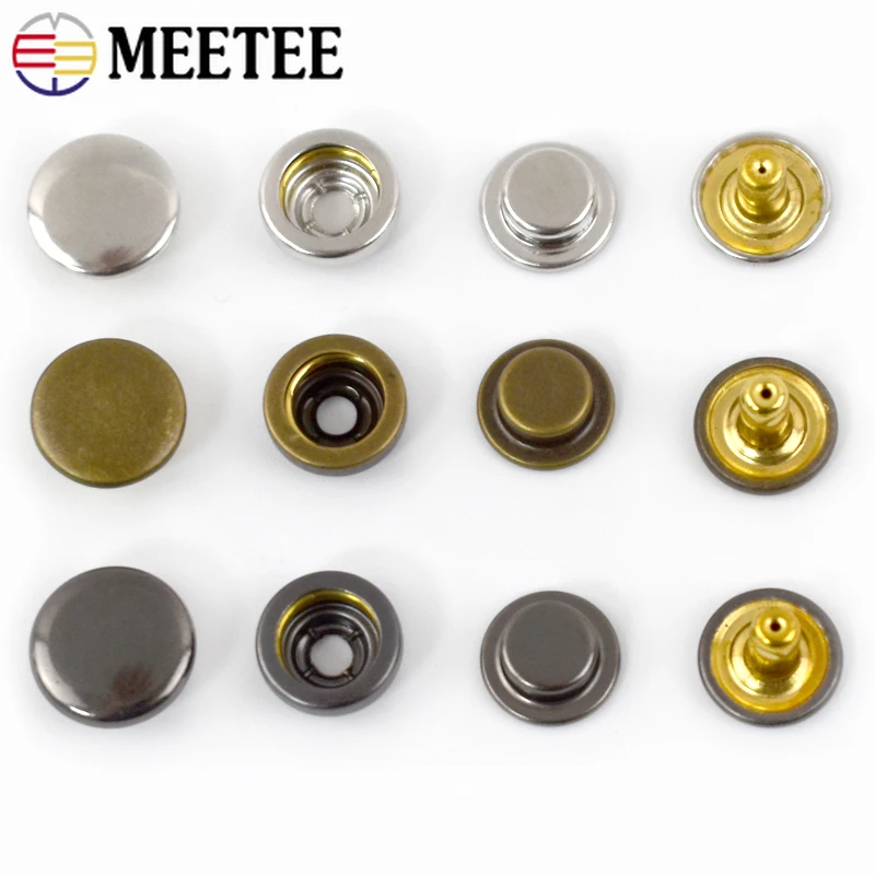 20/50/100Sets Meetee 11mm 503# Metal Snap Fastener Press Studs Invisible Buttons Clothing Bags Combined Button Sewing Supplies