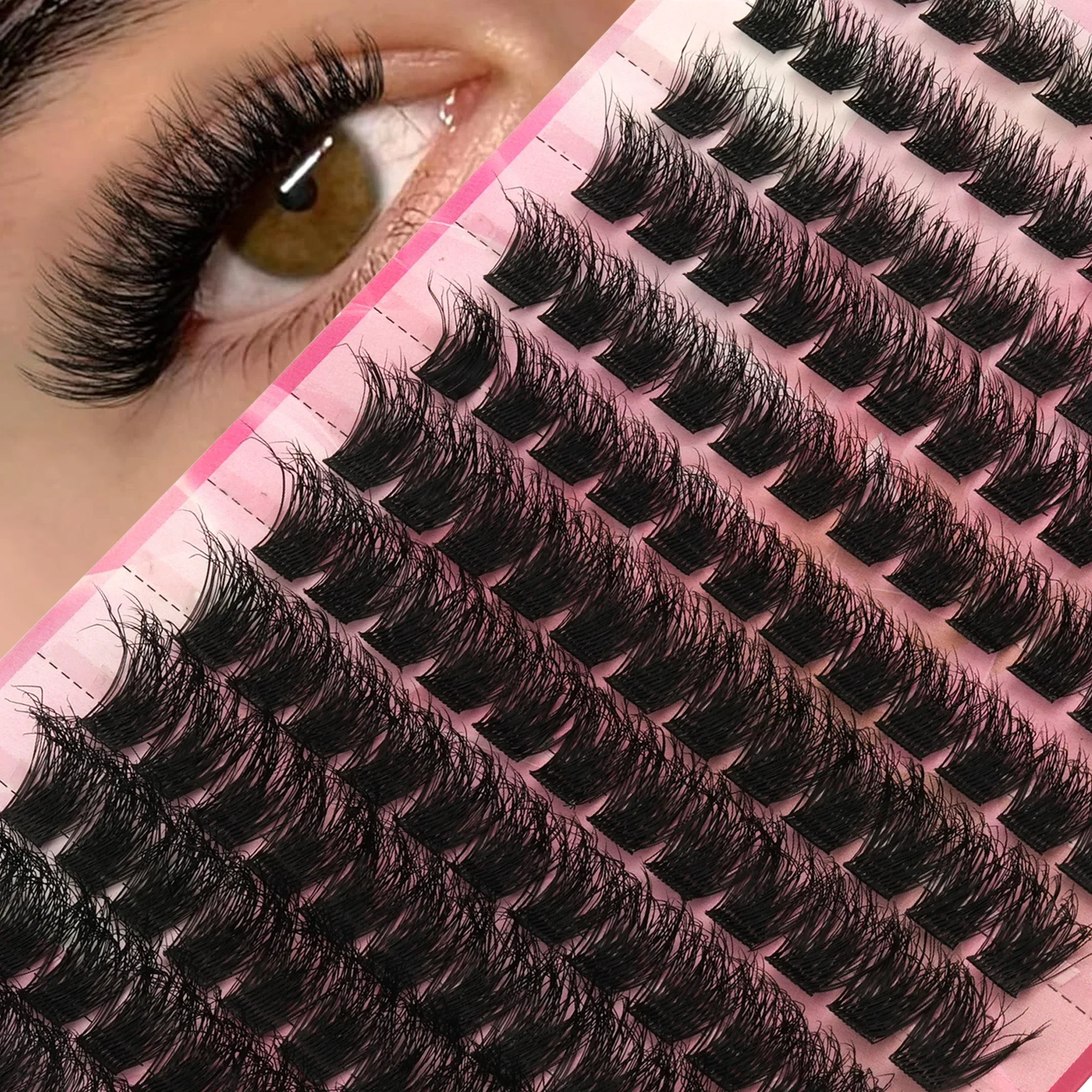 13 Rows Flat Wool Individual Cluster Lashes 3D Soft Lightweight DIY Eyelash Extensions Glam Big Eye Makeup For Beginners