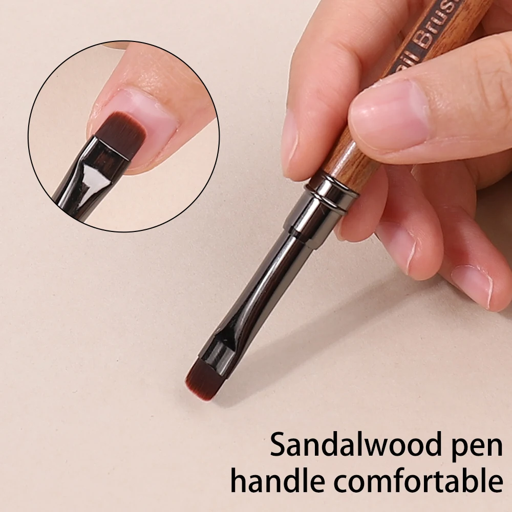 パウダー除去用木製ネイルブラシペン,丸い木製ハンドル,ジェルクリーニングツール,アクリルカバー,マニキュア,1個
