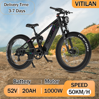 VITILAN T7PRO Electric Bike 1600W Peak 52V20Ah Lithium Battery Hydraulic Disc Brake Electric Bicycle 26*4.0 Inch Fat Tire E-Bike