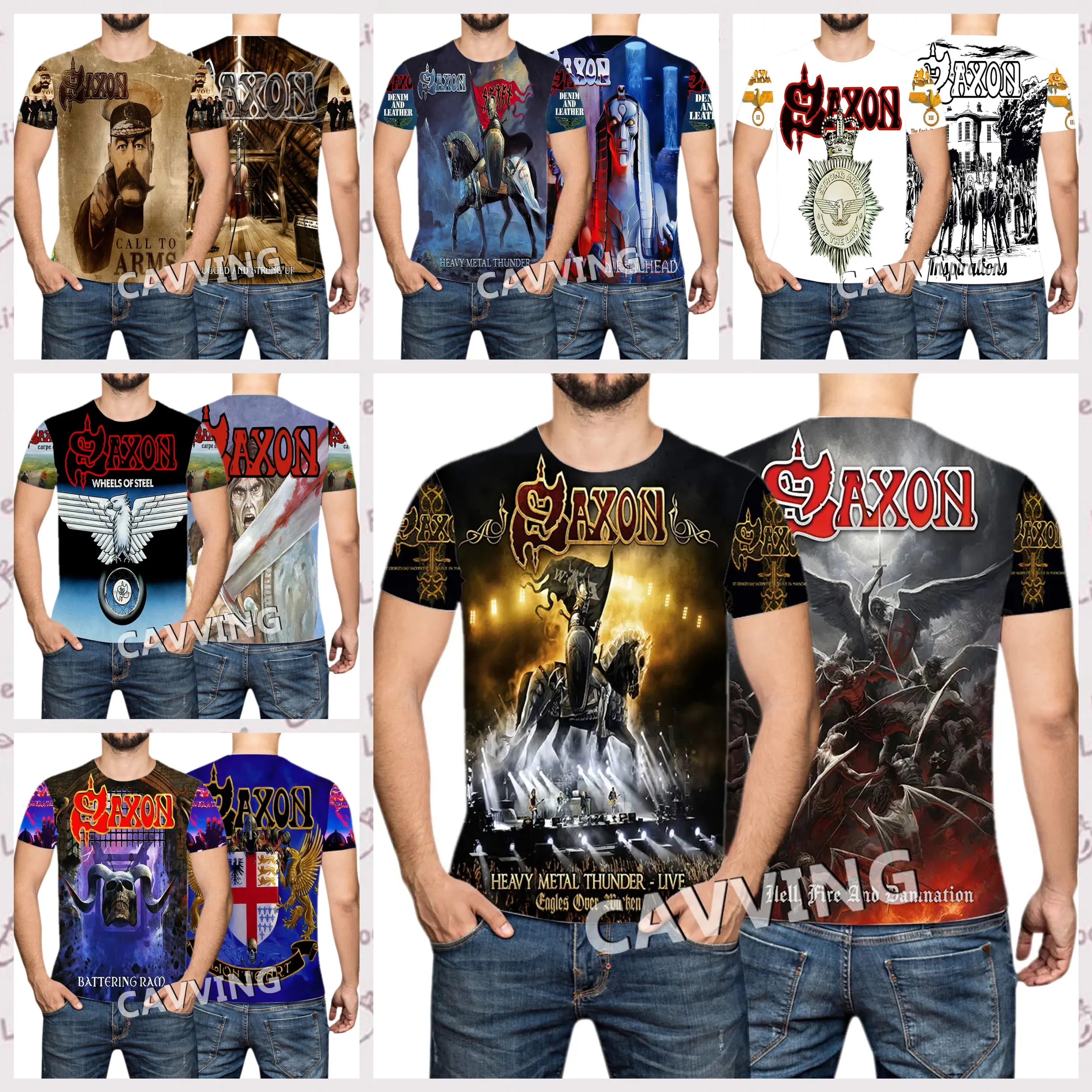 Vintage T-Shirt SAXON BAND 3d Print T-shirt Men Women Fashion Short Sleeve Oversized Tops Tees Outdoor Tshirt Men Clothing