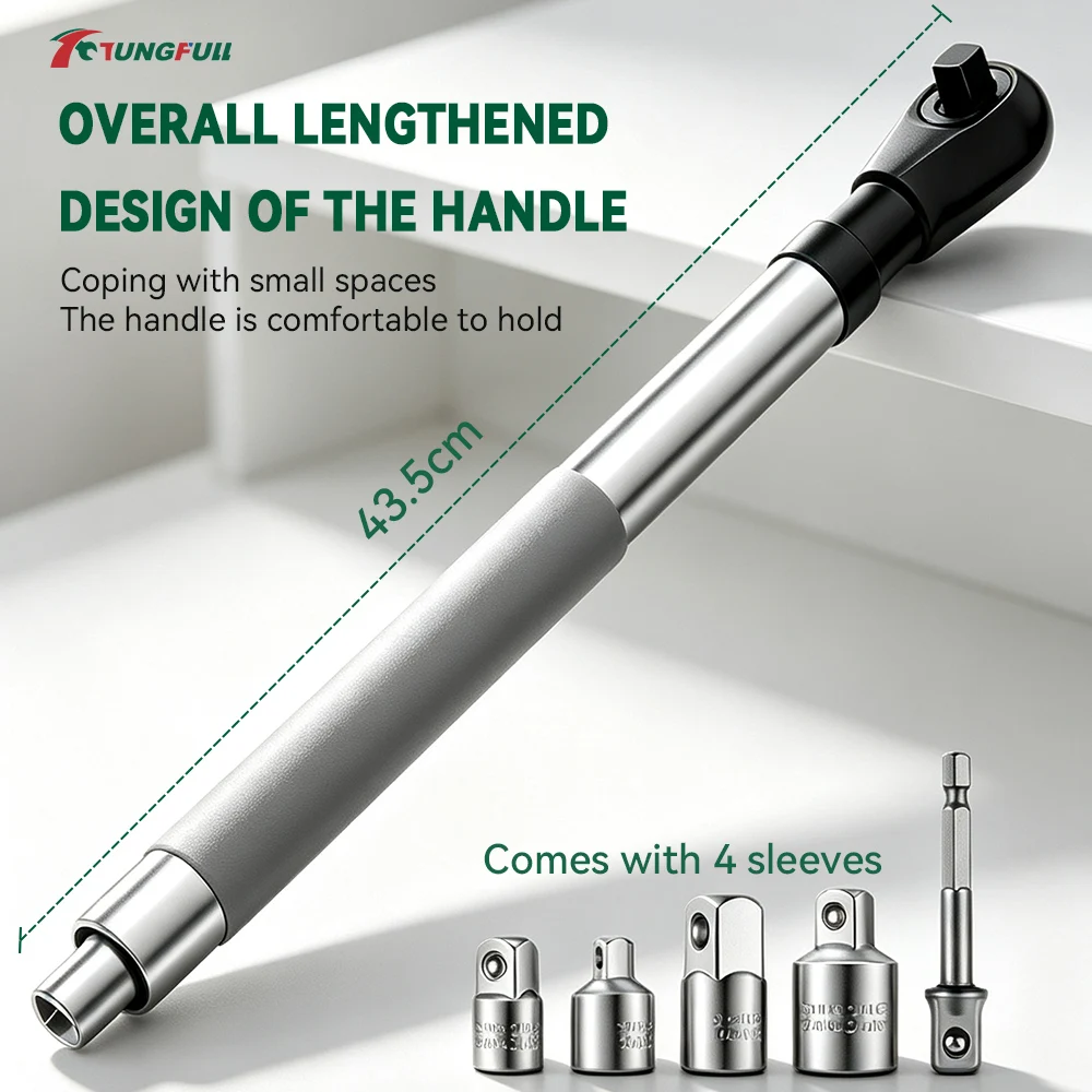 1/2 Inch Impact Wrench Extension Rod with 4 Conversion Adapters Auto Repair Socket Tool for Tight Small Working Spaces