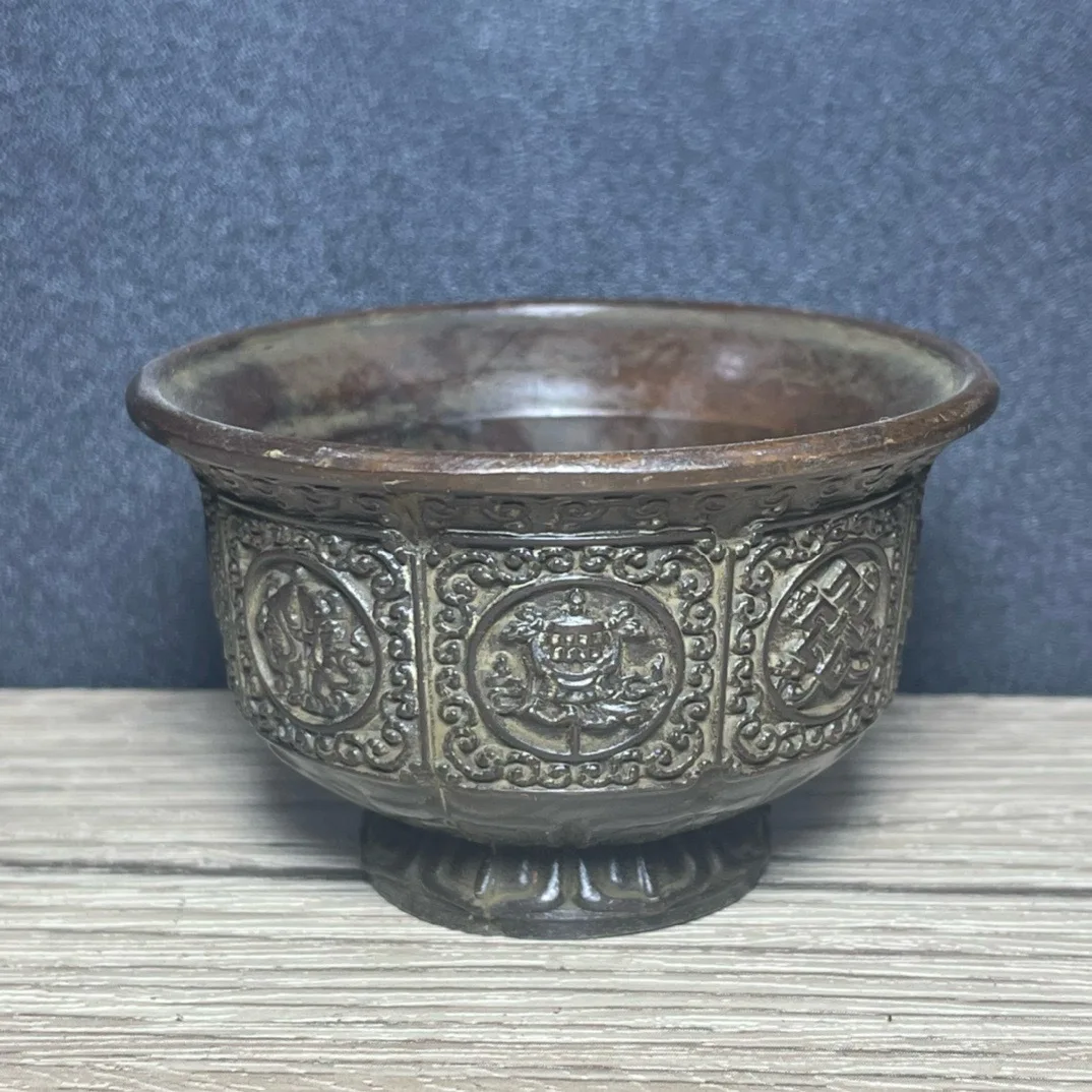 

Make old copper eight treasure cup ornaments, retro cultural and play eight supply joy, tantra home study decoration cup
