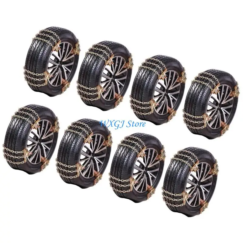 37JE حزمة من 8 سلاسل ثلج بإطارات معدنية لسيارة شاحنة الدفع الرباعي 165-275 مم تركيب سريع