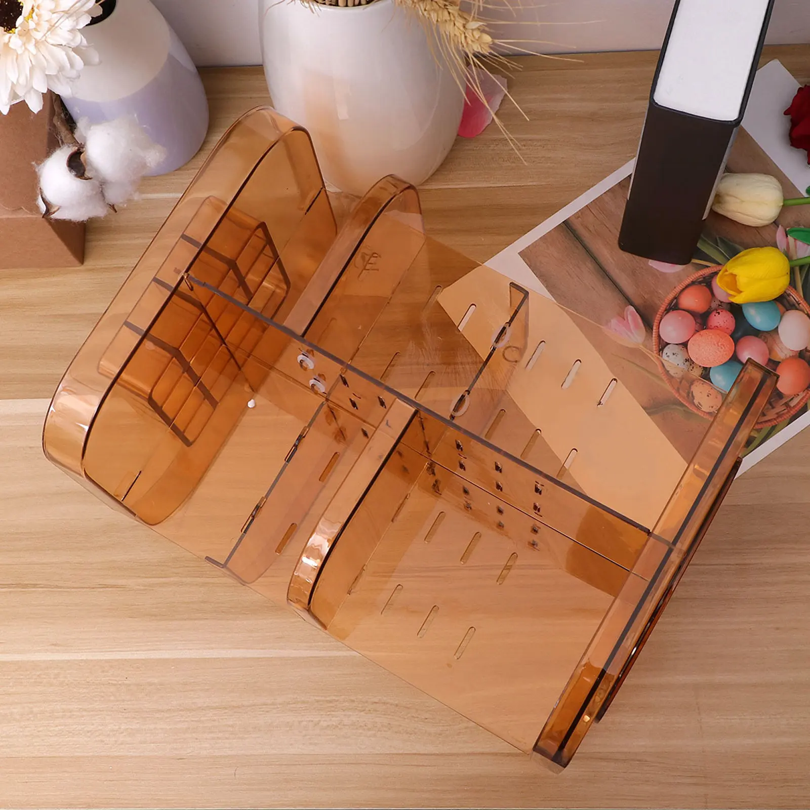 Organizador Giratório 360 Graus, Suporte Quadrado para Maquiagem de Alta Capacidade com Compartimentos para Perfume