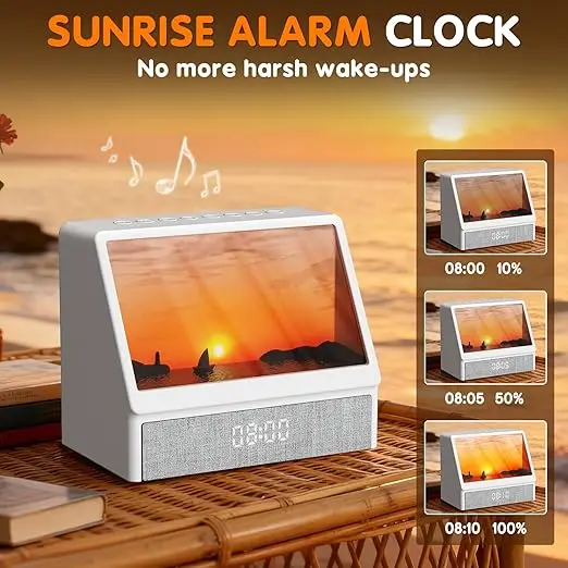 Sunrise Wake Up Alarm Clock Remote Sunset LED Bedside Lamp White Noise Sleep Aid Bedroom Home Decor Gift Box Set - view 2