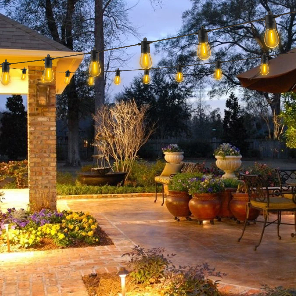 String Light S14 Light String 200FT 60LEDs Led Festoon Garland E12 Retro Patio Light Outdoor Light Decoration For Garden Wedding