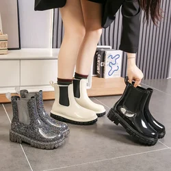 Women's Color Fashion Rain Boots Four Seasons Wearable Water Shoes Outdoor Waterproof Mid-tube All-match Rain Boots Women Botas