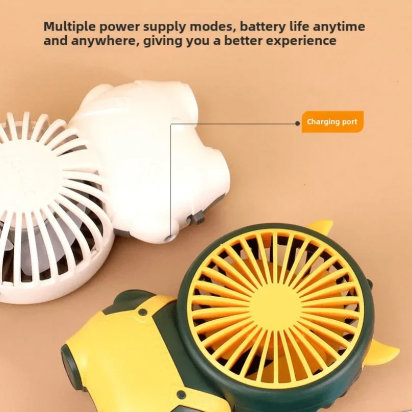 Cartoon Handheld Small Fan Desktop Mini Rechargeable Student Dormitory Office Desktop Fan Outdoor Portable Ideal Gift