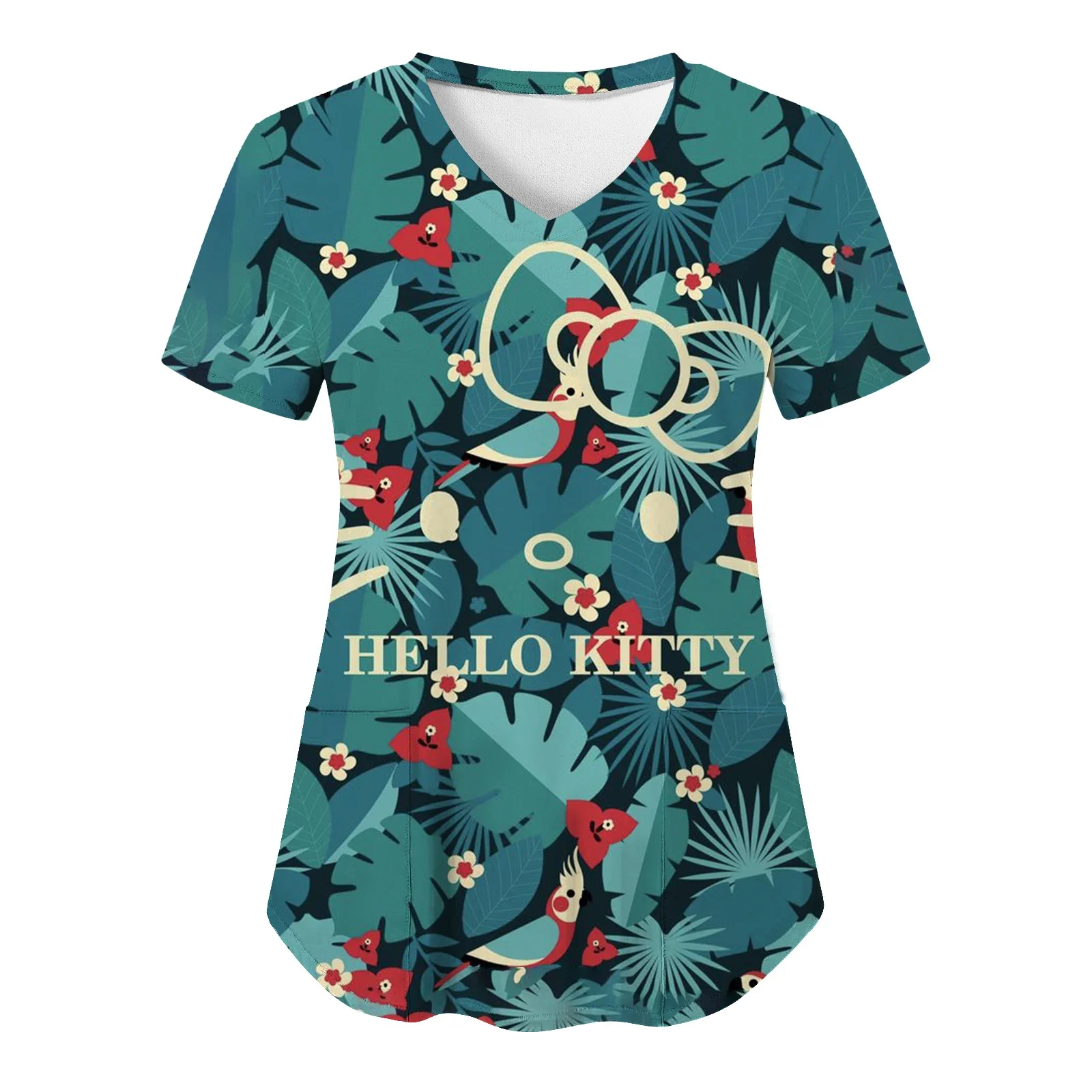 T-shirt à manches courtes pour fille, vêtement pour enfant, estival et décontracté, avec impression Hello Kitty en 3D