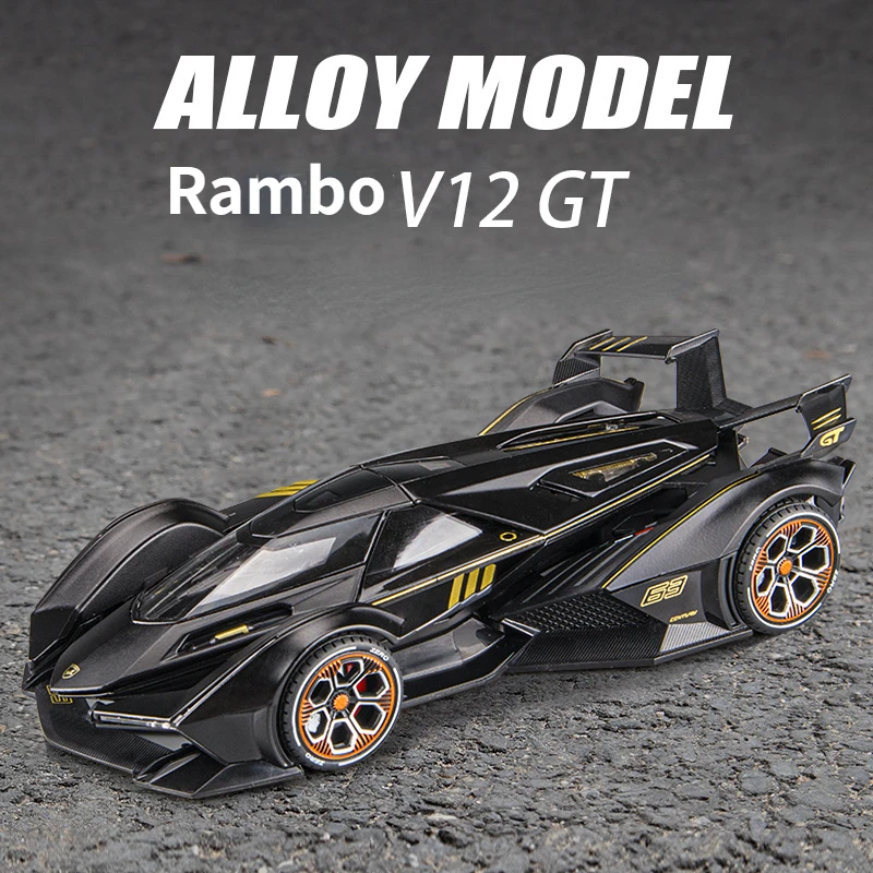 Genuine Boutique  1:22 Rambo V12 Apollo Koenigsegg Bugatti 2 Doors Opened Alloy Toy Car Model Metal Die-cast Toys Boy Gifts