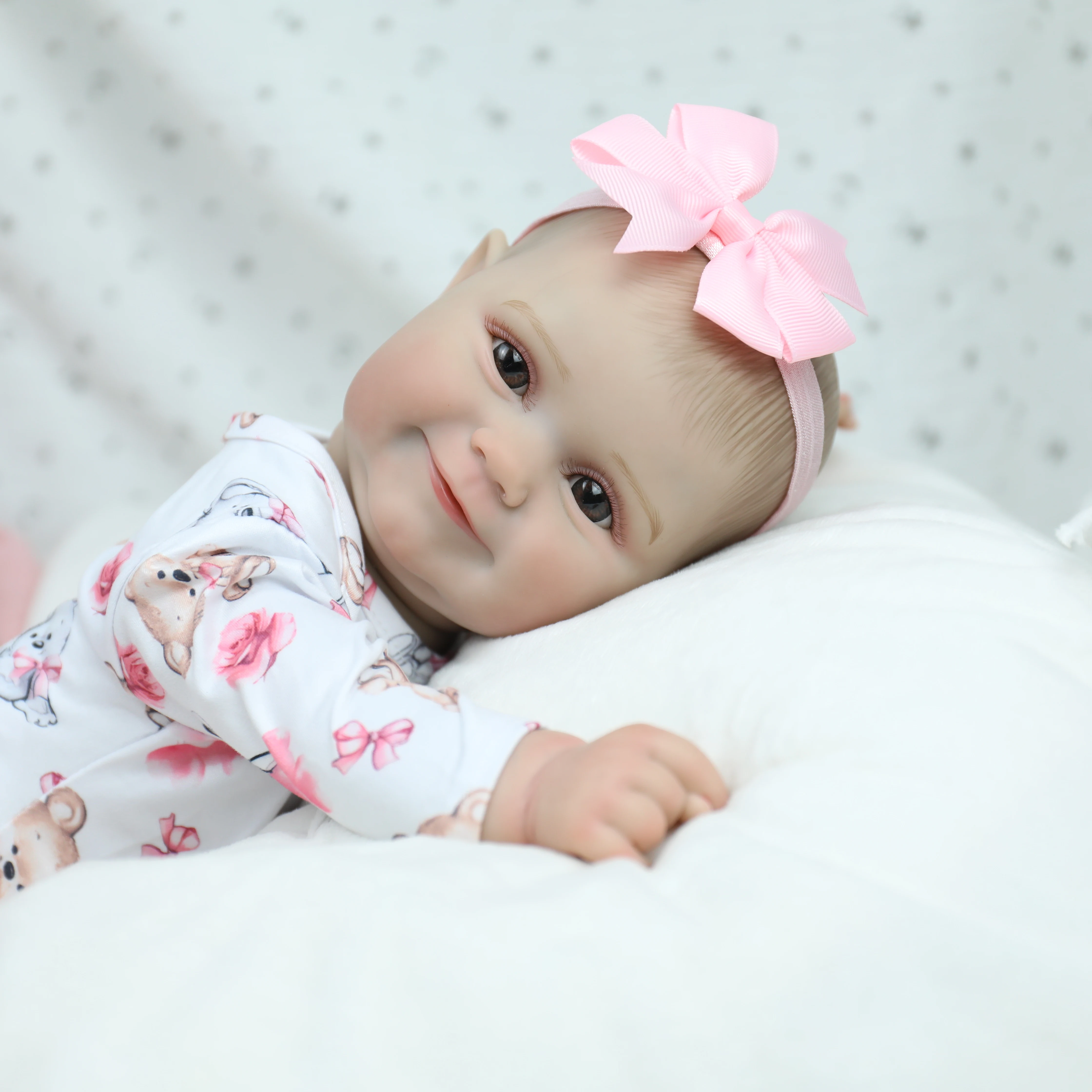 20 بوصة الانتهاء من تولد من جديد دمية طفل مادي ابتسامة فتاة باليد مفصلة رسمت الأوردة المرئية نابض بالحياة الفن دمية عيد الميلاد لعبة الهدايا #5