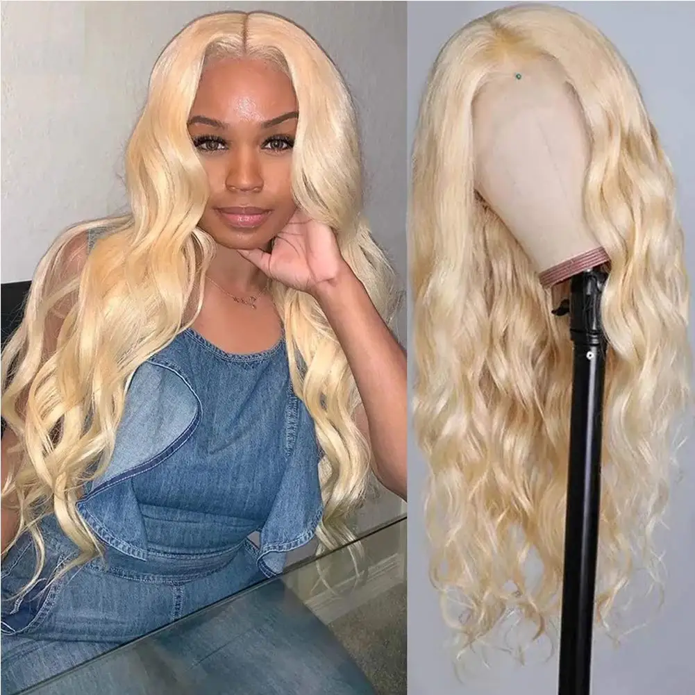 13x6 HD Transparent 613 Blonde Lace Frontal Human Hair Wigs Pre Plucked Brazilian Bone Straight 13x4 Lace Front Human Hair Wigs