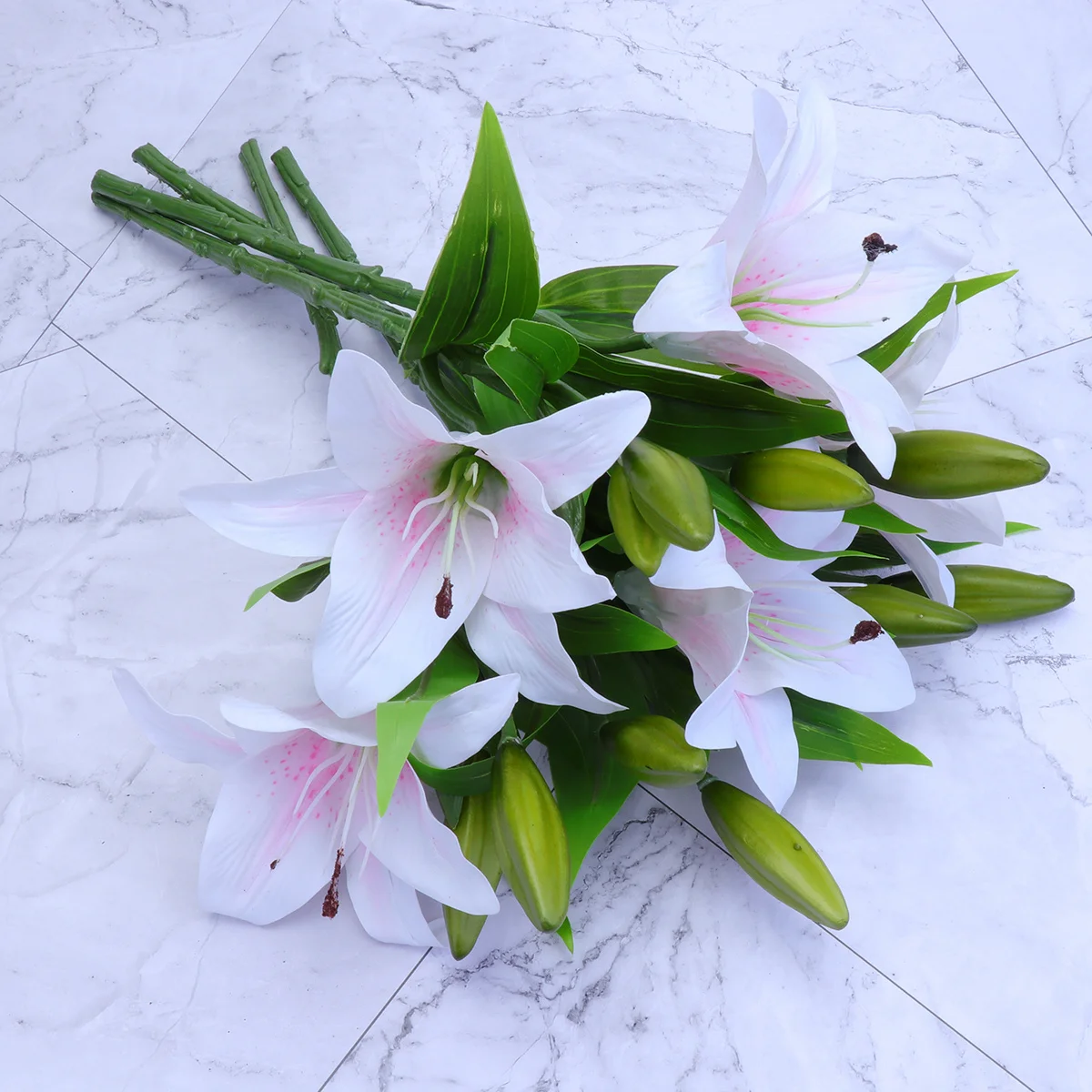 

5Pcs Artificial Lily Simulation PVC Flowers White Pink Realistic Home Wedding Party Decoration Props Artificial Flowers